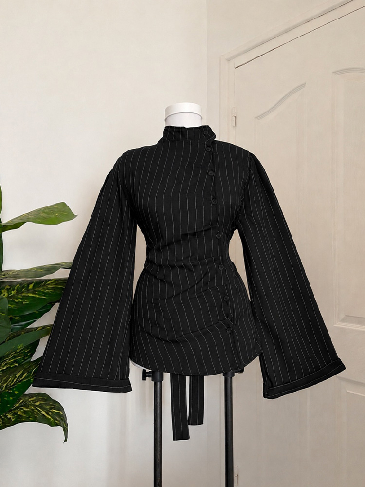Women Long Sleeve Top Vertical - Women Fashion Necktie recension och pris