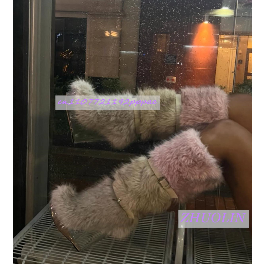 Winter Gradient Furry Transpar - Women'S Fashion Knee High Boots recension och pris