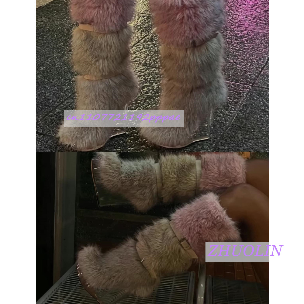 Winter Gradient Furry Transpar - Women'S Fashion Knee High Boots recension och pris