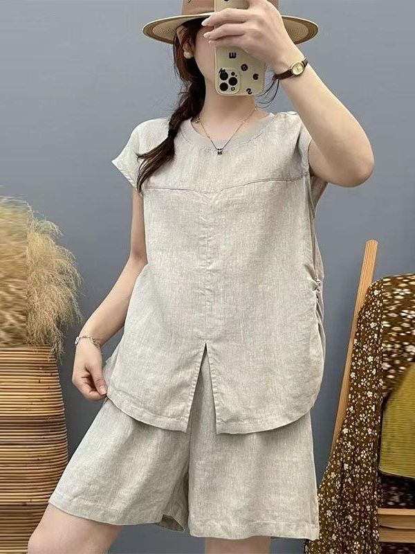 High-End Cotton Linen Set Wome - Women Fashion Over The Years recension och pris