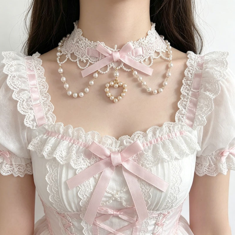 Lolita Pearl Sweet Lace Neckla - Women Fashion Photoshoot recension och pris